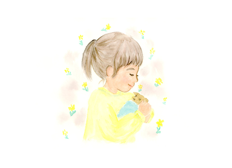 ぬいぐるみを抱く女の子 ぬいぐるみ,抱く,女の子,子供,子,人,人物,幼児,園児,娘のイラスト素材