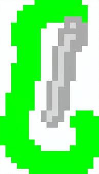 ドット絵の緑のカラビナです。 ドット絵,カラビナ,シンプル,クライミングギア,登山,道具,固定具,メタル,アウトドア,アクセサリーのイラスト素材