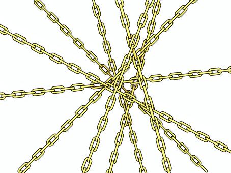 がんじがらめの黄色の鎖 鎖,チェーン,立ち入り禁止,通行禁止,危険,拘束,がんじがらめ,金属,3d,cgのイラスト素材