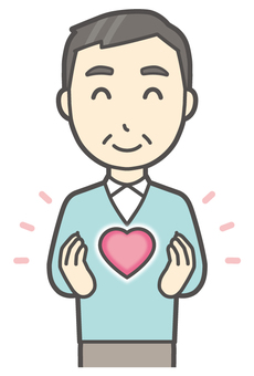 ニット中年男性-360-バスト  ニット中年男性-360-バスト ハート,おじさん,男性,中年,お父さん,パパ,シニア,ミドルエイジ,人物,かわいいのイラスト素材