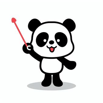 指し棒を持つパンダ パンダ,かわいい,挿絵,ワンポイント,笑顔,教える,指し棒,ポインター,レクチャー,ポーズのイラスト素材