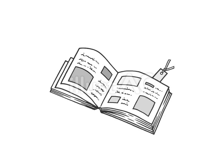 古いイメージの開いた本と栞(しおり) 栞,開く,閉じるのイラスト素材