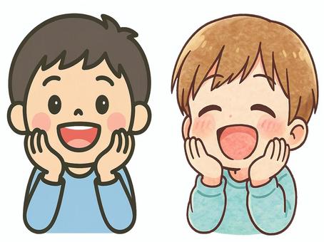 頬杖する男の子