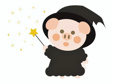 witch pig using magic, , JPG, PNG and AI