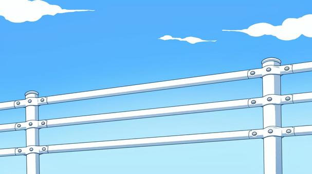 柵1【背景】 ガードレール,防護柵,空,背景,風景,屋外,外,漫画,アニメのイラスト素材