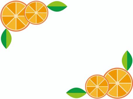 みかん　フレーム　白 みかん,オレンジ,フレーム,枠,背景,果物,輪切り,秋,冬,11月のイラスト素材