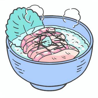 鯛茶漬けの手描きイラスト 鯛茶漬け,お茶漬け,手描き,挿絵,食べ物,和食のイラスト素材