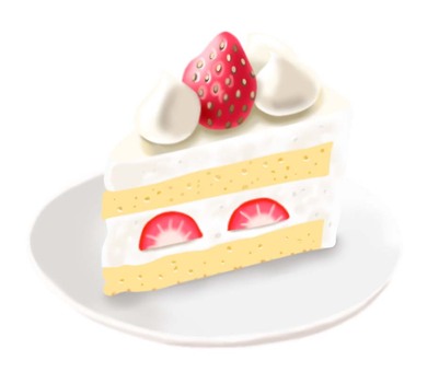 苺ショートケーキのイラスト イチゴ,果物,ケーキ,食べ物,お菓子,スイーツ,美味しい,甘い,おやつ,イラストのイラスト素材