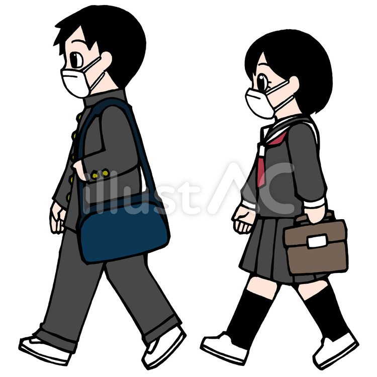 学生・通学・マスク 登校,通学,子供のイラスト素材