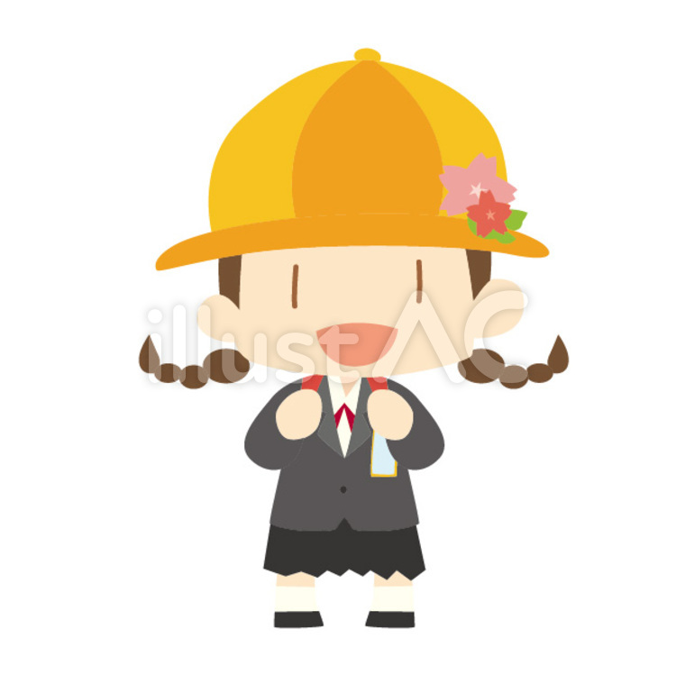 新一年生（女の子） 新一年生,女の子,黄色い帽子のイラスト素材