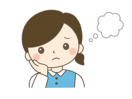 悩む女性　ふきだし 女性,女の子,悩む,困る,考える,疑問,不安,心配,吹き出し,ふきだしのイラスト素材