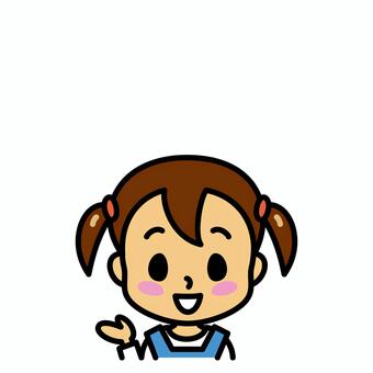 女の子　案内 女の子,手,子供,案内,おすすめ,説明,顔,ガイド,笑顔,すすめるのイラスト素材