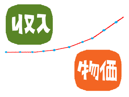 収入と物価 収入,物価,フォント,グラフ,イメージ,pop調,手描き,挿絵,ワンポイント,素材のイラスト素材
