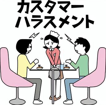 カスタマーハラスメント　 カスタマーハラスメント,クレーム,ウエイトレス,レストラン,男性,客,怒る,謝罪,女性のイラスト素材