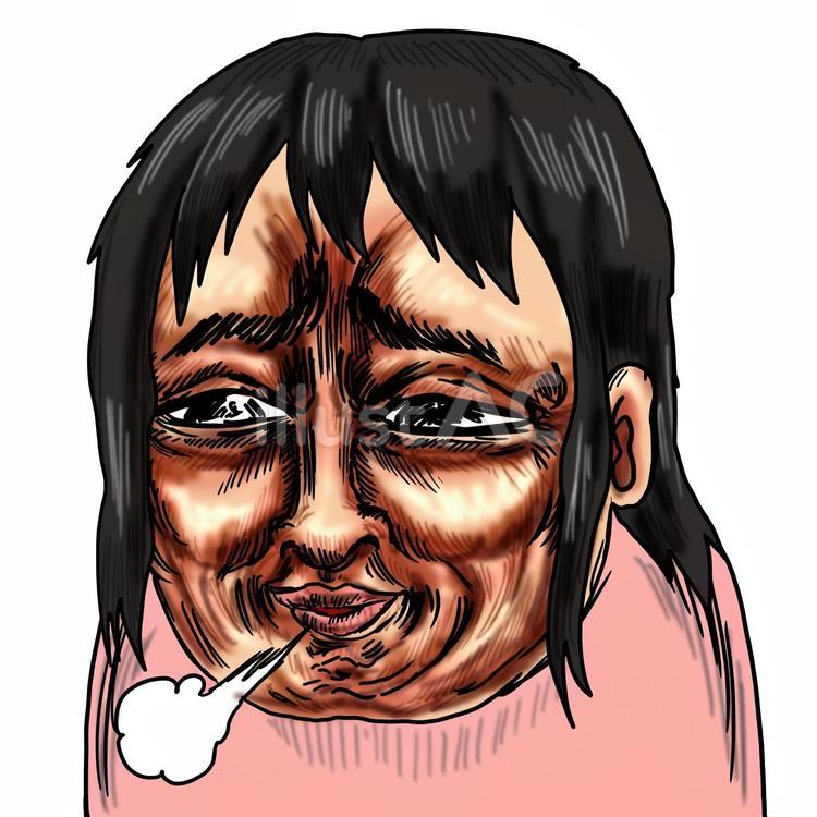 顔を伏せため息をつく女性 溜息,嘆息,呆れるのイラスト素材