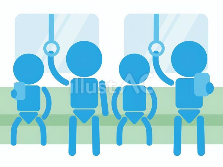 電車に乗る人たちのシルエット 電車,乗車,乗客のイラスト素材