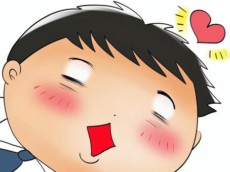 頭の上にハートを出す男性 男性,表情,赤面,ハート,好きのイラスト素材