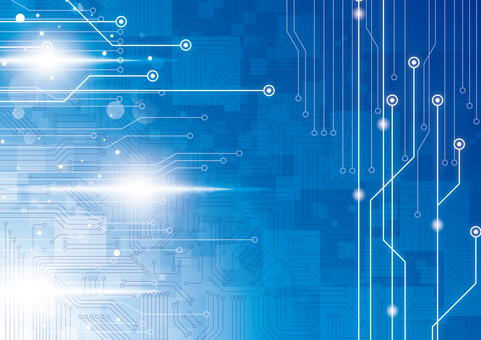 電子回路と青色のデジタル背景素材 デジタル,電子回路,テクノロジー,基盤,ブロック,光,フレア,スタイリッシュ,青色,背景のイラスト素材