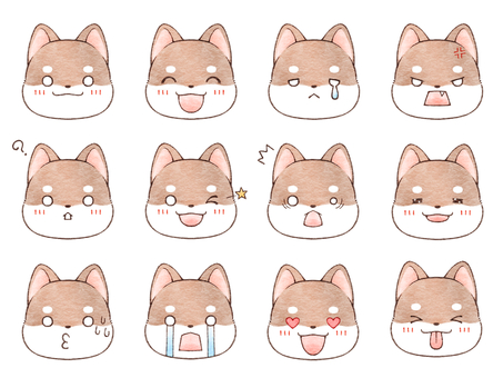Illustration, expression, facial expression icon, shiba inu, 