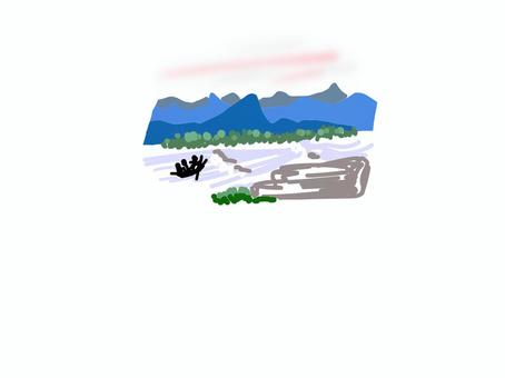 ライン下り 川,船,ライン下り,山,岩のイラスト素材