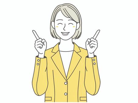 指差しをする女性３ 指さし,女の人,可愛い,オススメ,案内,紹介,20代,30代,教える,指を差すのイラスト素材