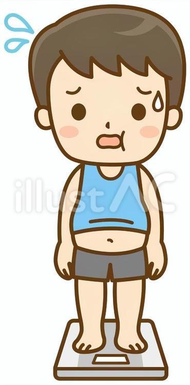 体重計に乗ってショックを受ける男性 体重,体重計,体重測定のイラスト素材
