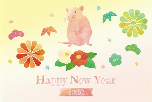 New Year card template 046, new year's card, mouse, lunar month, JPG and AI