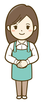 挨拶をする女性店員_25 ビジネス,女性,人物,人,介護,キッチンカー,カフェ,仕事,かわいい,シンプルのイラスト素材