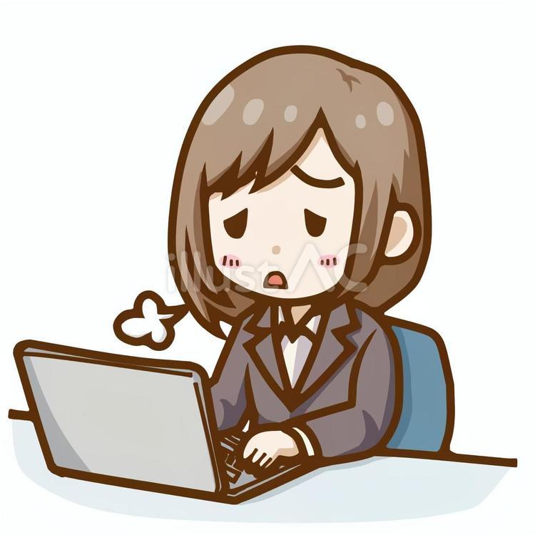 ため息をつく女性・仕事に疲れた・オフィス 女性,ビジネスウーマン,olのイラスト素材