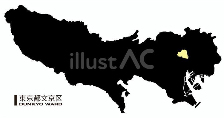 東京都文京区の位置地図_07 文京区,東京都,23区のイラスト素材