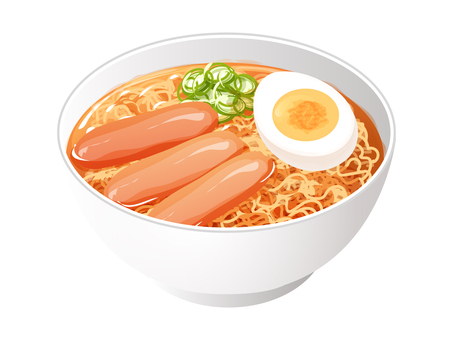 ウィンナーラーメン ウィンナーラーメン,ラーメン,インスタントラーメン,麺類,料理,食べ物,家庭料理,ウィンナー,ゆで卵,卵のイラスト素材