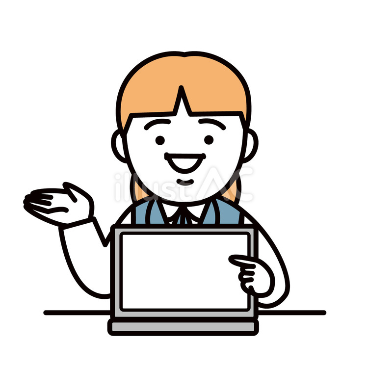 説明する女性社員 PC編 ビジネス,仕事,会社員のイラスト素材