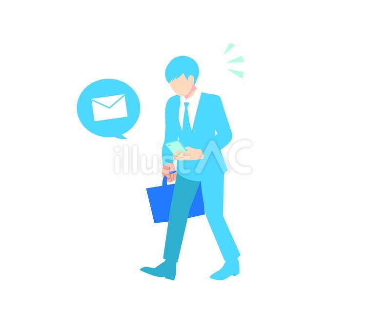 メールを受け取るスーツの男性 新社会人,新人,社会人のイラスト素材