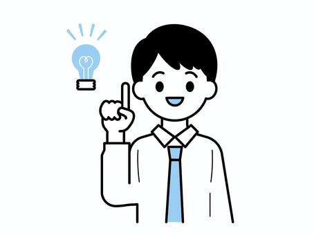 何かひらめいた男性のイラスト05 人物,男性,20代,30代,上半身,ビジネス,社会人,正社員,派遣社員,アイデアのイラスト素材