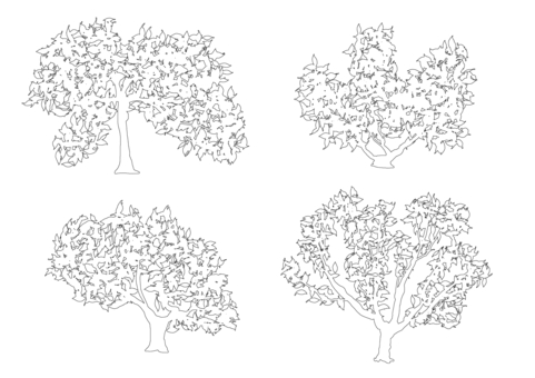Illustration, monochrome, trees, natural, 