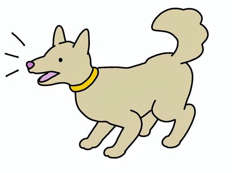 吠える犬さん（茶） 犬,イヌ,動物,ペット,茶色,吠える,線画,シンプル,かわいいのイラスト素材