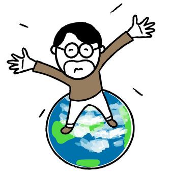 世界の中心で叫ぶ男性 叫ぶ,地球,世界,訴える,主張する,主張,メガネ,男性,人物,メガネ男子のイラスト素材