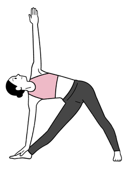 手書き_ヨガポーズ_三角のポーズ_01 ヨガ,三角のポーズ,ストレッチ,リラックス,健康,運動,フィットネス,柔軟,瞑想,体幹のイラスト素材