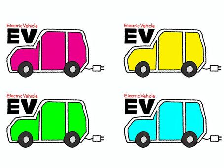 EV ev,電気,自動車,モーター,バッテリー,真横,乗り物,移動,カラフル,セットのイラスト素材