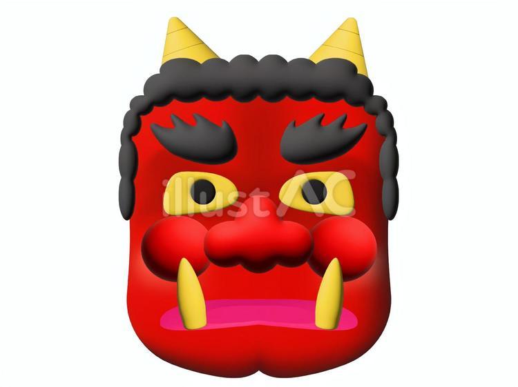 節分の赤鬼のお面 節分,豆まき,お面のイラスト素材