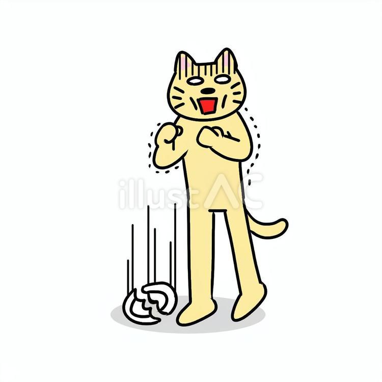 皿を割ってショックを受けるねこ ねこ,動物,キャラのイラスト素材