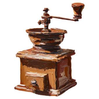 厚塗りコーヒーミル コーヒーミル,コーヒーグラインダー,コーヒー,カフェ,厚塗り,イラスト,手描き,雑貨,レトロ,アンティークのイラスト素材