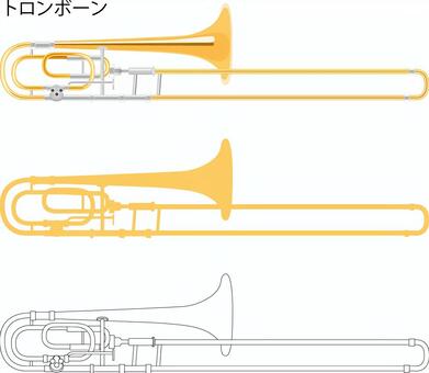 トロンボーン トロンボーン 黄色,オレンジ,線画のイラスト素材