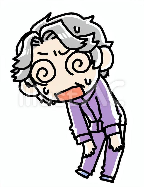 苦しいジャージのおばあさん 苦しい,汗,おばあさんのイラスト素材