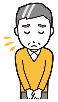 ニット中年男性(黄)-057-バスト  ニット中年男性(黄)-057-バスト おじぎ,おじさん,男性,中年,お父さん,パパ,シニア,ミドルエイジ,人物,かわいいのイラスト素材