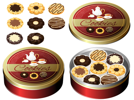 クッキー缶（アソートクッキー）2 クッキー缶,クッキー,缶,スイーツ,料理,食べ物,アソート,チョコレートのイラスト素材