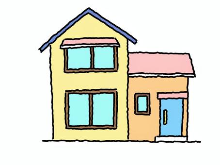 2階建住宅 家,一戸建て,住宅,2階建,建物,線画,シンプル,手描きのイラスト素材