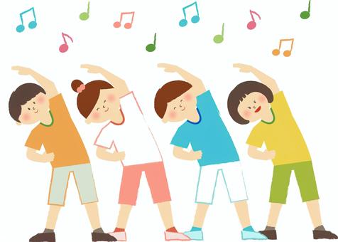 体操をする子供たち 体操をする子供たち 体操,男の子,女の子のイラスト素材