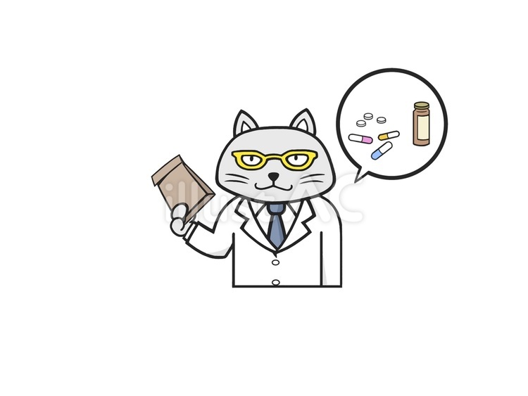 猫(ネコ)がモチーフのかわいい薬剤師 猫,薬剤師,どうぶつのイラスト素材