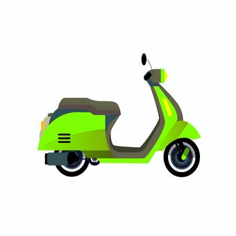 スクーター 021 スクーター,バイク,緑,二輪車,乗り物,シート,ホイール,ハンドル,ライト,イラストのイラスト素材